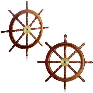 2 Pcs Ship Wheel Wall Decor Pirate Party Decorations Thin Flat Wooden Nautical